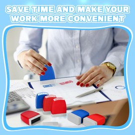 Crtiin 16 Pcs Office Stamp Set Message Self Inking Rubber Stamp Set for Office Stamps Completed Faxed Scanned Stamps for Office Message Supplies (Red, Blue)
