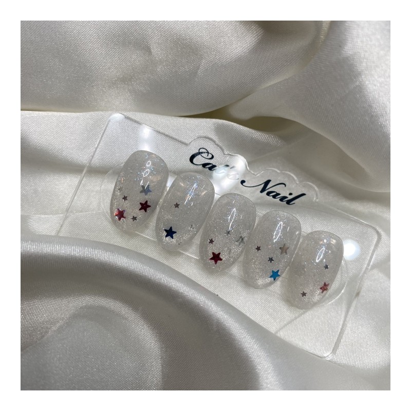 Star Glitter Magnetic Nail Handmade Nail Tip - Square /