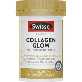 Swisse Beauty Collagen Glow With Collagen Peptides - Supports skin elasticity & firmness with Vitamin C - 60 Tablets