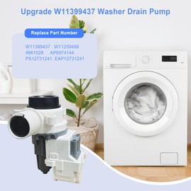 Upgrade W11399437 Washer Drain Pump Compatible with Whirlpool Maytag Kenmore Crosley Washer Replacement W11259498 4961028 AP6974144 PS12731241 EAP12731241