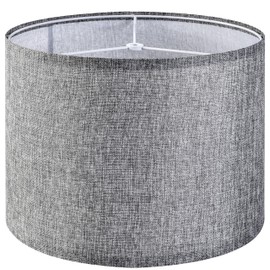 Gray Drum Lamp Shades Medium 13" Top x 13" Bottom x 10" High (Spider) Traditional Lampshades for Table Lamp & Bedside Lamp - Assembly Required - Modern Lamp Shade By GO&SO