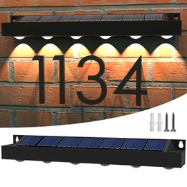 Solar Lights Outdoor Illuminates House Numbers and House Address Sign, Waterproof Solar Powered for Garden Patio Yard (6 LED, 10 Inch)