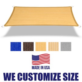 HOMA 11' x 19' Sand Rectangle Sun Shade Sail Canopy, 95% UV Blockage Awning Shelter Fabric Cloth Screen for Patio Outdoor Backyard - Heavy Duty Commercial Grade (Custom Size - Made in USA)