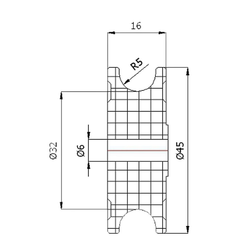 ZAB-S Profile Plastic Roller for Rope Diameter 20 mm -