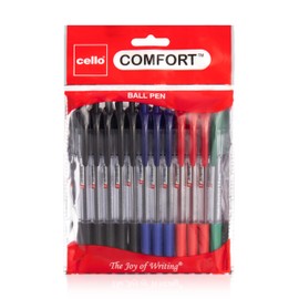 Cello Ballpoint Multi Coloured Pens, Pack of 12, Smooth Writing Action-Medium Point 1.0mm Coloured Pens Multipack - Ball Point Pens Ideal Pens for School, Home or Office Supplies