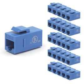 VCE UL-Listed CAT6 Keystone Coupler 25-Pack, Ethernet Coupler Female to Female, RJ45 Coupler for CAT6/CAT5e/CAT5, Keystone Jack, Blue