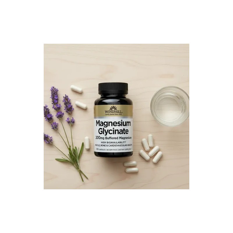 Glicinato De Magnesio Windmill 200mg Buffered - 120 Cápsulas