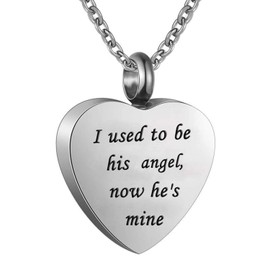 Collar de cenizas de urna de cremación de corazón, no más a mi lado, pero para siempre en mi corazón, colgante conmemorativo de acero inoxidable impermeable