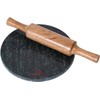 IBLAY Green Marble Chakla with Wooden Belan/Rolling Pin Board/Roti Maker/Chakla