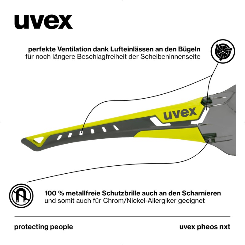Uvex pheos nxt - premium safety glasses - anti-fog interior,