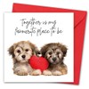 Valentines Card. Cute Dogs Design. Eco-friendly. 4pp 150x150mm size. Valentine's