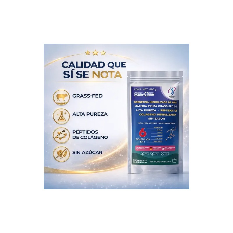 Grenetina Hidrolizada De Res Grass Fed 800g Alta Pureza