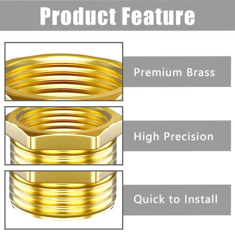 Aitsite Reducer 3/8 to 1/2 inch made of brass, reduction