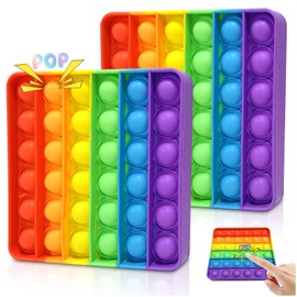 Pack of 2 Push and Pop Bubble, Sensory Fidget Toy, Anti-Stress Toy, Pop Bubble Sensory Fidget Toy, Relief Anxiety, Autism, Anti-Stress Toy, Rainbow for Children and Adults