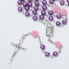KIMUWHI Purple Catholic Rosary Necklace for Women, Simulated Pearl Prayer