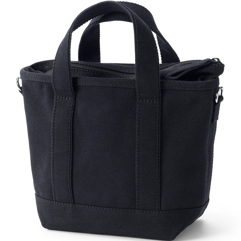 Lands' End Solid Zip Top Canvas Tote Black/black X-Large
