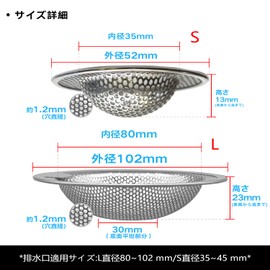 Unit Bath Washbasin Drain Garbage Strainer L and S Punching Stainless Steel Set of 2