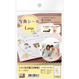 エーワン 写真シール フォト光沢紙 8面 5シート 29623