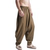 CLANMILUMS Men's Cotton Harem Pants Casual Loose Hippie Drop Crotch