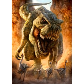 MXJSUA DIY 5D Diamond Painting Full Round Drill Kit Rhinestone Picture Craft for Home Wall Decor 30 x 40 cm Angry Dinosaur