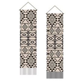 SUPERDANT Aztec Pattern Tapestry Modern Aesthetics Wall Art Tapestry Wall Blanket Long Tapestry Wall Hanging Pack of 2 Tapestries with Tassel Design for Living Room Bedroom Dorm Backdrop Decorations