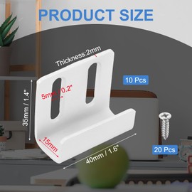 uxcell 10 Pcs Stainless Steel Tile Hanger, Adjustable Tile Display Wall Hanger Mounting Bracket Wall Mounted Hook Fastener Bracket for Mirrors Picture Frames, White (Inner Width 15mm)