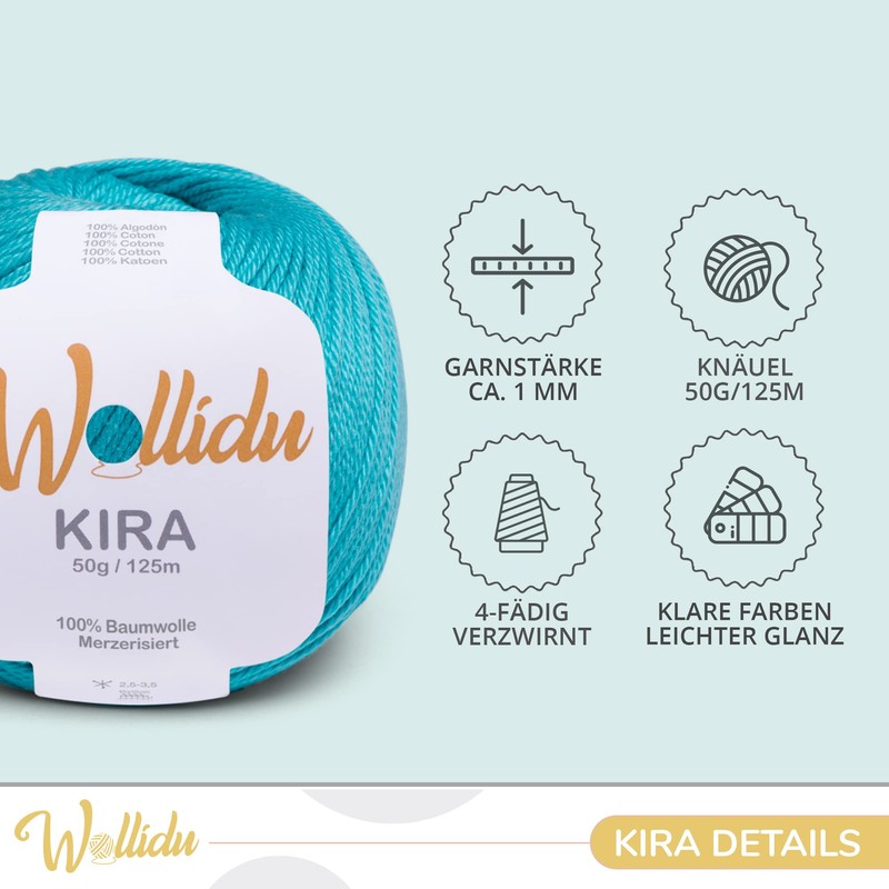 Wollidu Kira 100% Cotton for Knitting and Crocheting 4 x