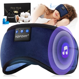 TOPOINT Sleep Headphones, Sleeping Headphones Bluetooth Sleep Mask with Bluetooth Headphones, Aid Sleep Light Blackout Sleeping Eye Mask Headphones for Sleeping Side Sleepers Men Women Girls