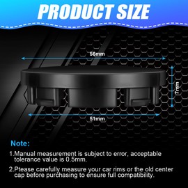 URAQT 4Pcs Hub Centre Caps, 56mm Hub Caps Universal Wheel Hub Caps, DIY Hub Center Caps for Alloy Wheels Black Rim Cover Replacement (Outer Diameter 56mm, Inner Diameter 53mm)