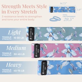Activery Co. Fabric Resistance Bands for Women – Non-Slip Fitness Tool for Glutes, Legs & Full-Body Training – Ideal for Toning & Recovery – Includes Workout Guide & Travel Bag – 3 Pack, Floral