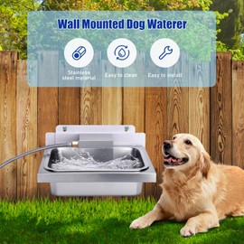 JLUHYANN 3 Gal Automatic Dog Water Bowl Dispenser for Dogs Metal Auto Pet Waterer Bowl Wall Mounted Self Refilling Water Trough with Float Valves Pet Waterer for Livestock Dogs Cat Horse