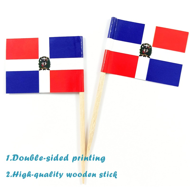 JBCD Dominican Toothpick Flag Mini Small Cupcake Topper Flags, 200pcs