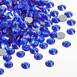 beadsland Diamantes de imitación de cristal con parte trasera plana, gemas redondas, zafiro (0.181-0.189 in) SS20/1440 piezas