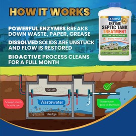 Adios! Enzyme Septic Tank Treatment, Natural Drain Safe Cleaner for Septics, Pipes and Drain Fields - Quart (32 oz)