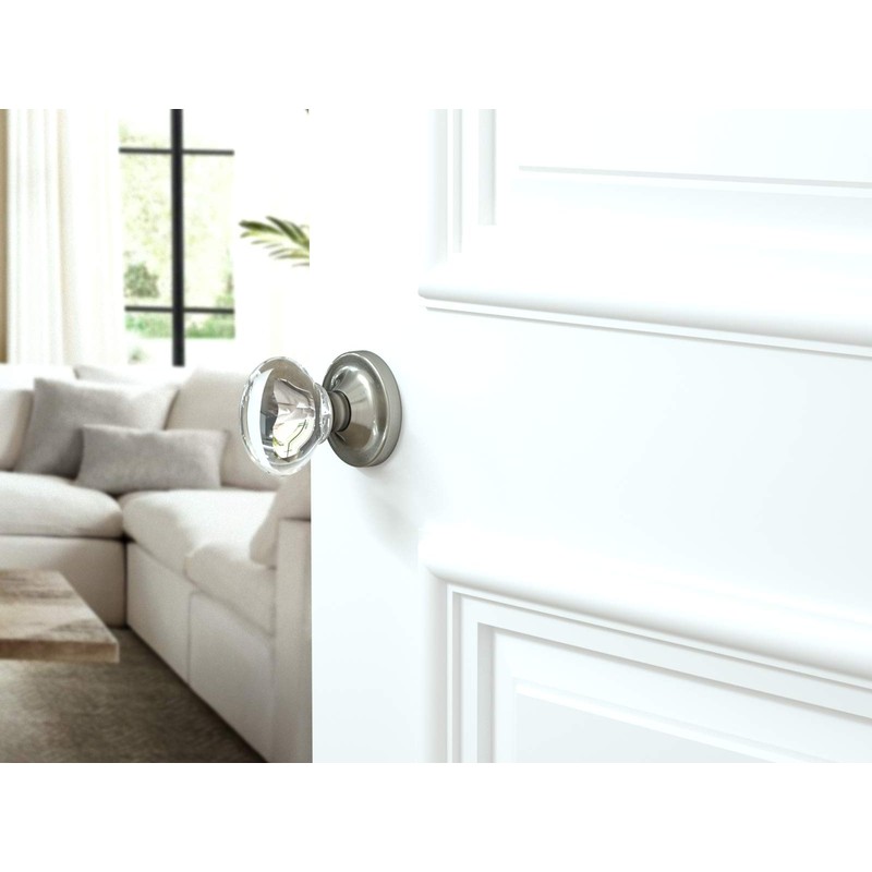 Passage Oval Egg Crystal Door Knobs Satin Nickel Round Rosette