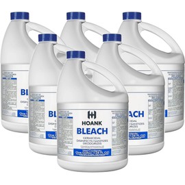 HOANK (6 Gallons) Ultra Germicidal Liquid Bleach - For Laundry, Disinfecting, Sanitizing, Deodorizing, Mold & Mildew Stain Remover - 1 Gallon Jugs