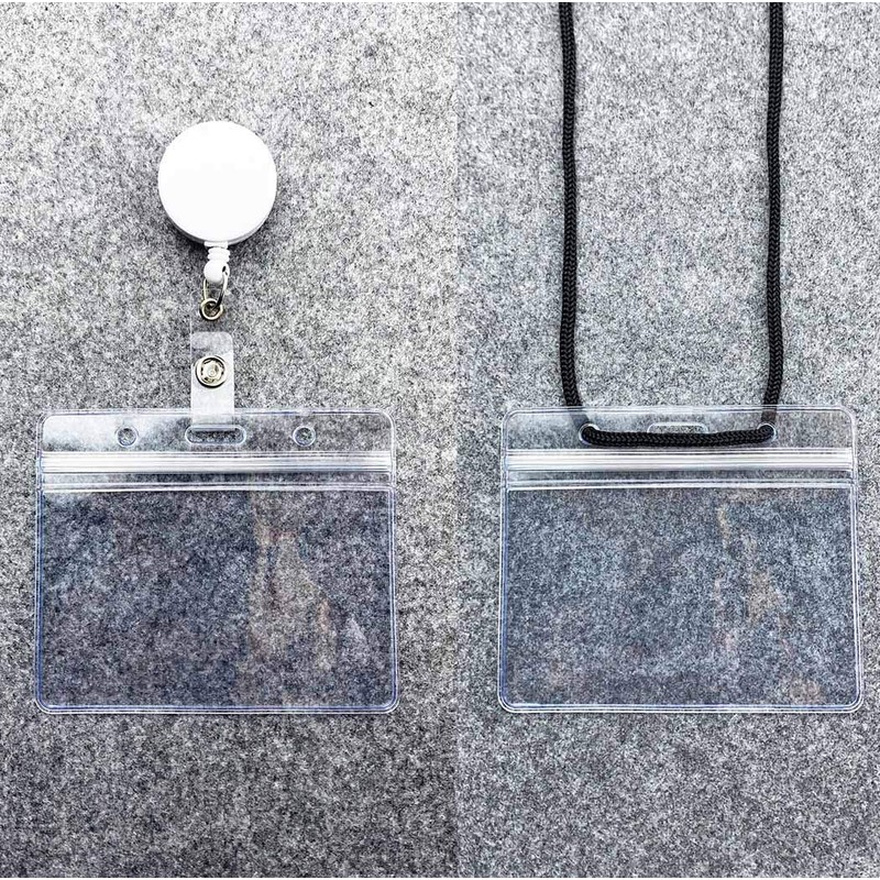 KINGSUM Horizontal Badge Holders Sealable Waterproof Clear Plastic Name Tag