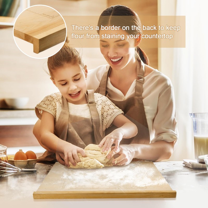 SoeKoa Reversible Wood Pastry Board, 20"X24"Kneading Board, Pastry Board for
