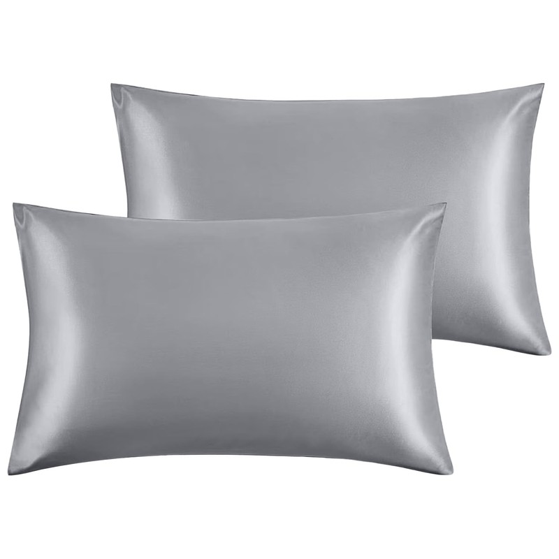 Yorkshire Bedding Satin Pillow Cases 2 Pack – Luxurious Grey