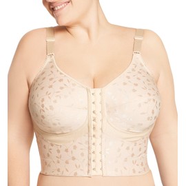 Elila Women's Plus Size Jacquard Front-Close Wireless Longline Posture Bra - 38 C, Nude