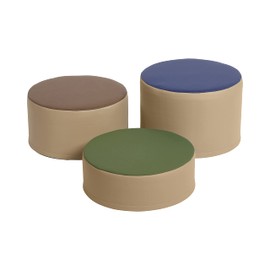 ECR4Kids SoftZone Colorful Stump Stool Set, Flexible Seating, Earthtone, 3-Piece