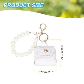 [PATIKIL] Coin Pouch PU Leather Small Coin Purse Keychain for Women Keychain Pouch Mini Tote Bag Keychain Cute Small Hanging Backpack Handbag White