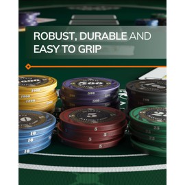 Bullets Playing Cards - Silvio Ceramic Poker Chips - Durable, Balanced, and Elegant Design - Versatile for Professional Poker, Casino Nights, and Home Games - Set of 25 with Value of 5 - Red