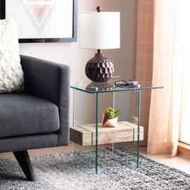 Safavieh Home Kayley Natural and Glass Accent Table