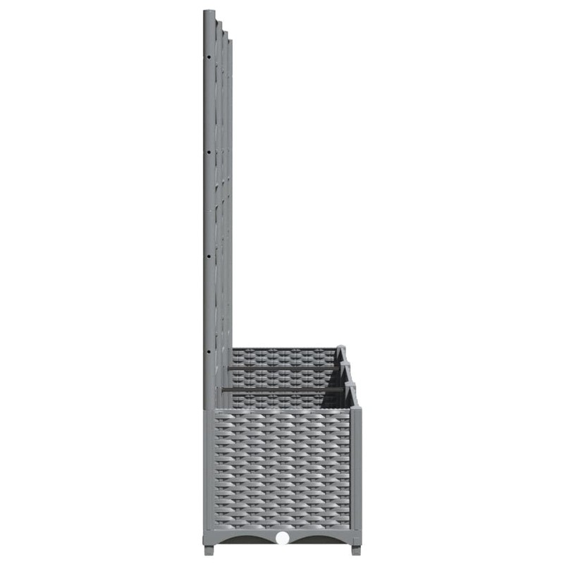 vidaXL Garden Planter with Trellis - Light Gray, Polypropylene -