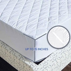Belem Mattress Topper Full Size (Pack of 12) Elastic Fitted Bulk Mattress Protector –Breathable & Noiseless Mattress Pad -Fits Upto 15” Deep with Elastic Anchor Band & Knitted Skirt (Not Waterproof)