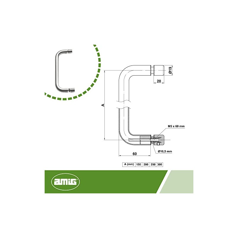 Amig - Handle with Rosette for Mod.7 Stainless Steel 18/8