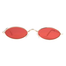 Women's Sunglasses, Vintage Oval Eye Protection Sunglasses, Clear Lens Eyewear with Lightweight Nose Pads for Driving, Travel, Sports (Red)