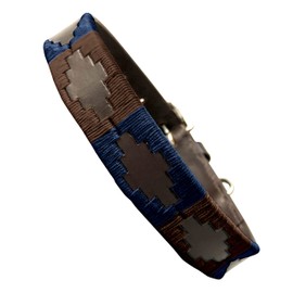 Carlos Diaz Genuine Leather Waxed Embroidered Polo Dog Collar M