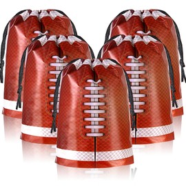 SEEVOR 24 Pack Drawstring Football Party Favor Bags 6 x 8 Inch Football Snack Bags for Stow Snacks (Football)
